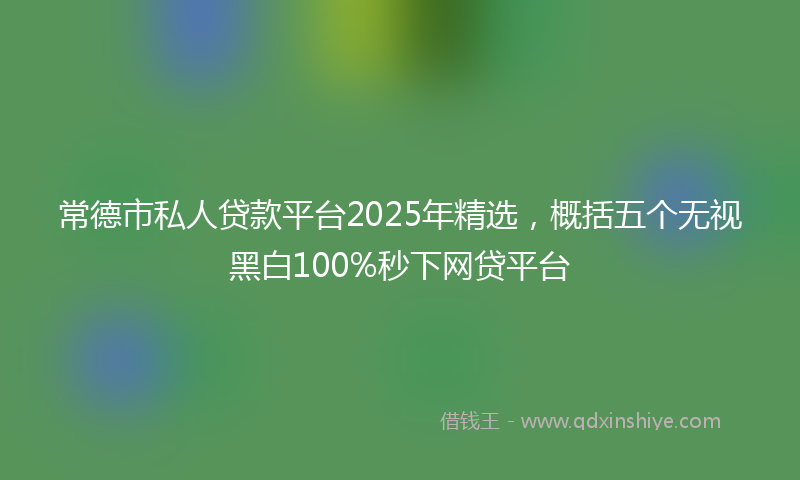 常德市私人贷款平台2025年精选，概括五个无视黑白100%秒下网贷平台