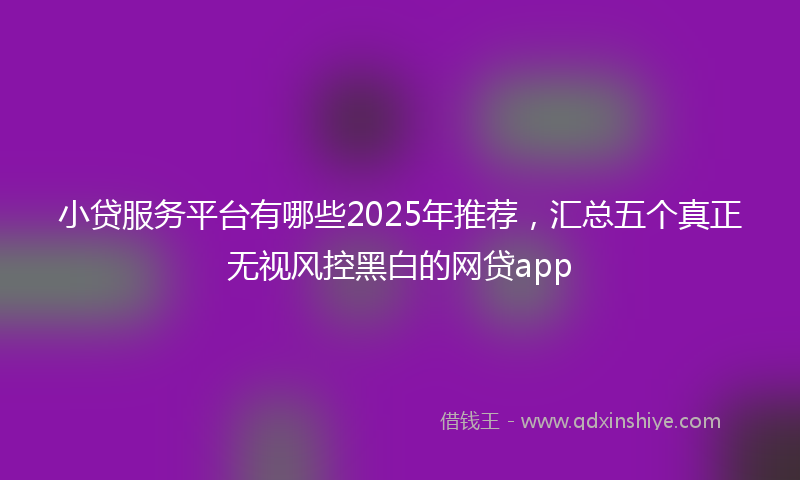 小贷服务平台有哪些2025年推荐，汇总五个真正无视风控黑白的网贷app