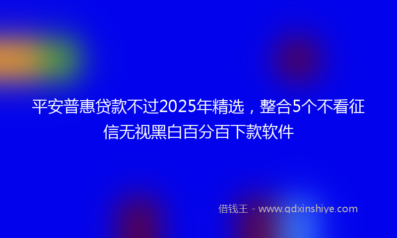 平安普惠贷款不过2025年精选，整合5个不看征信无视黑白百分百下款软件