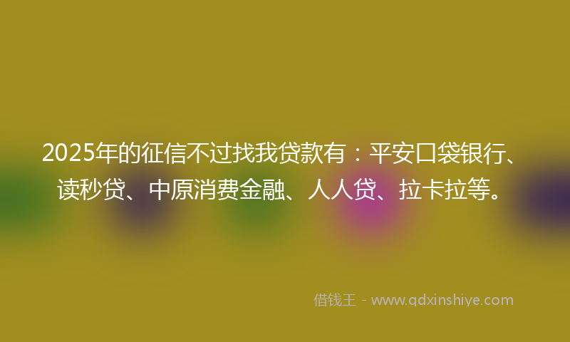 2025年的征信不过找我贷款有：平安口袋银行、读秒贷、中原消费金融、人人贷、拉卡拉等。