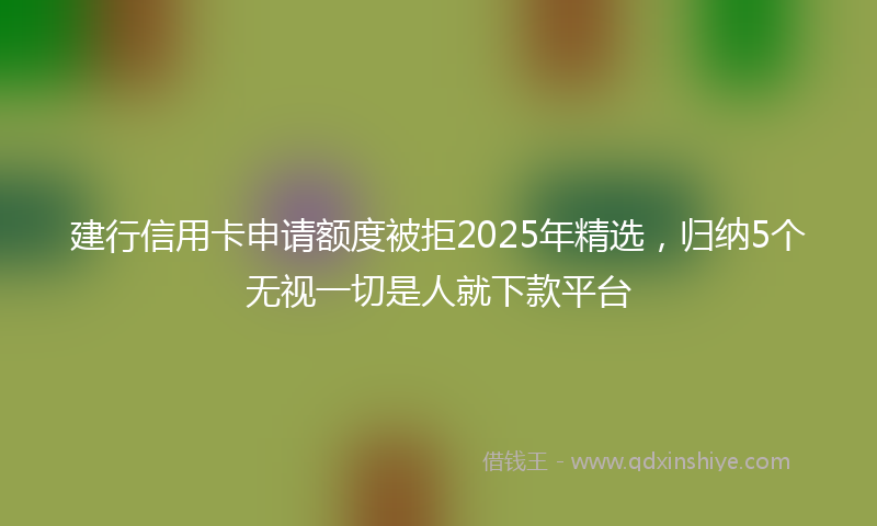 建行信用卡申请额度被拒2025年精选，归纳5个无视一切是人就下款平台