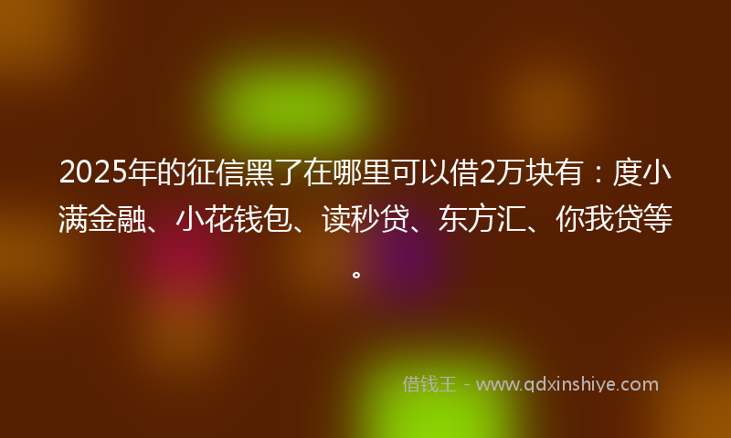 2025年的征信黑了在哪里可以借2万块有：度小满金融、小花钱包、读秒贷、东方汇、你我贷等。