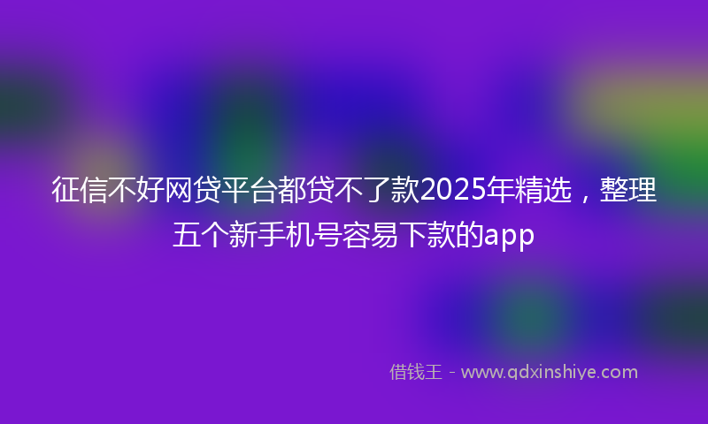 征信不好网贷平台都贷不了款2025年精选，整理五个新手机号容易下款的app