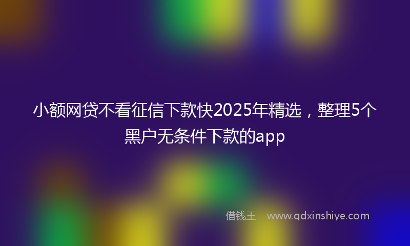 小额网贷不看征信下款快2025年精选，整理5个黑户无条件下款的app