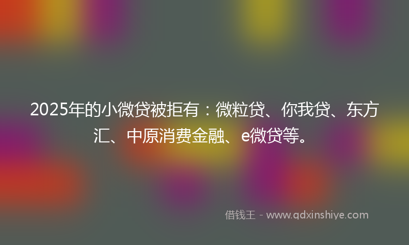 2025年的小微贷被拒有：微粒贷、你我贷、东方汇、中原消费金融、e微贷等。