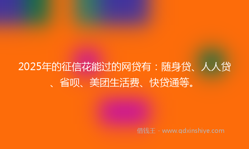 2025年的征信花能过的网贷有：随身贷、人人贷、省呗、美团生活费、快贷通等。