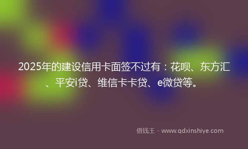 2025年的建设信用卡面签不过有：花呗、东方汇、平安i贷、维信卡卡贷、e微贷等。