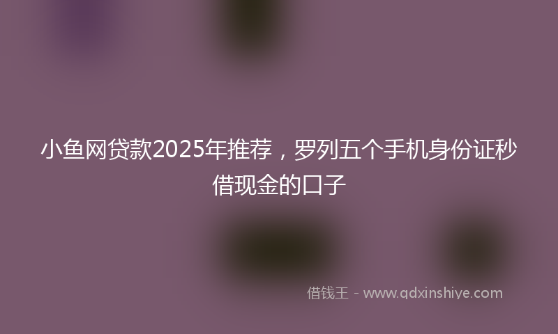 小鱼网贷款2025年推荐，罗列五个手机身份证秒借现金的口子