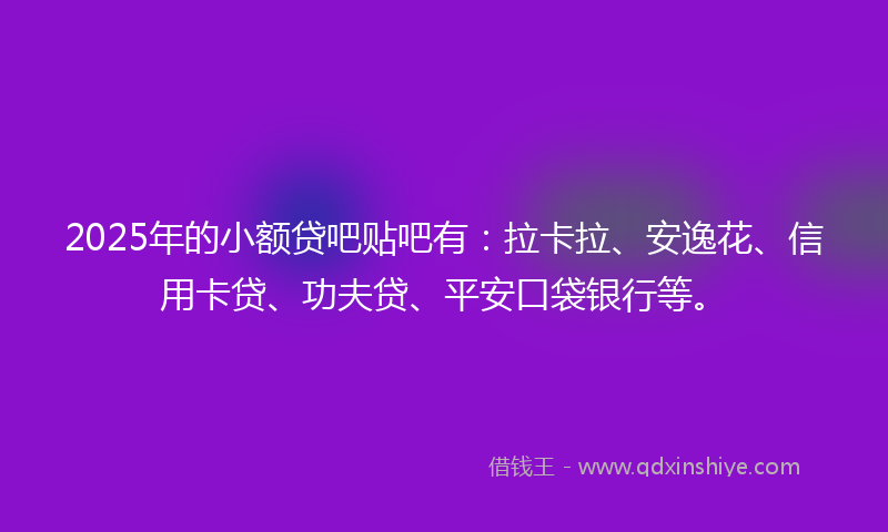 2025年的小额贷吧贴吧有：拉卡拉、安逸花、信用卡贷、功夫贷、平安口袋银行等。
