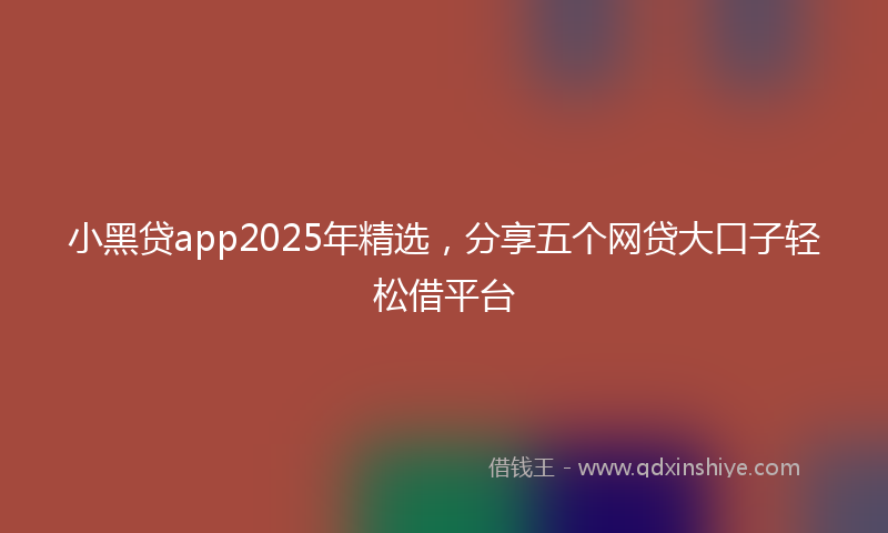 小黑贷app2025年精选，分享五个网贷大口子轻松借平台