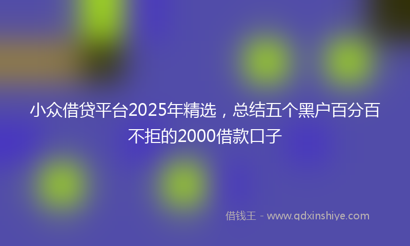 小众借贷平台2025年精选，总结五个黑户百分百不拒的2000借款口子