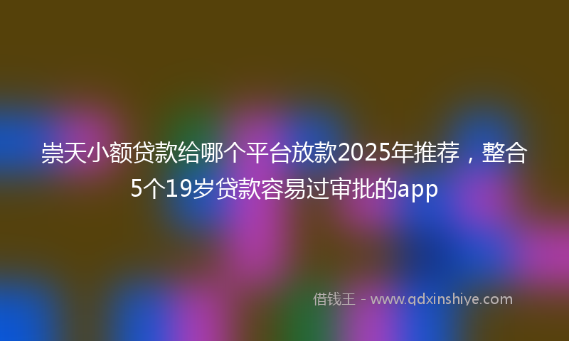 崇天小额贷款给哪个平台放款2025年推荐，整合5个19岁贷款容易过审批的app