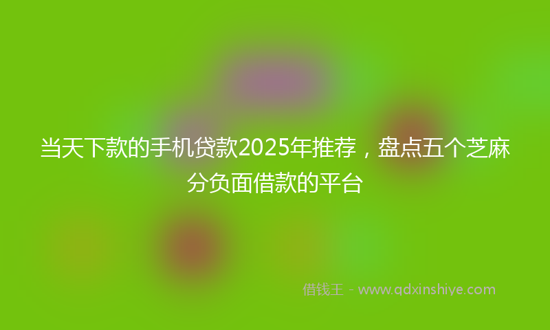 当天下款的手机贷款2025年推荐，盘点五个芝麻分负面借款的平台