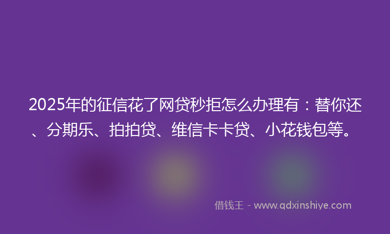 2025年的征信花了网贷秒拒怎么办理有：替你还、分期乐、拍拍贷、维信卡卡贷、小花钱包等。