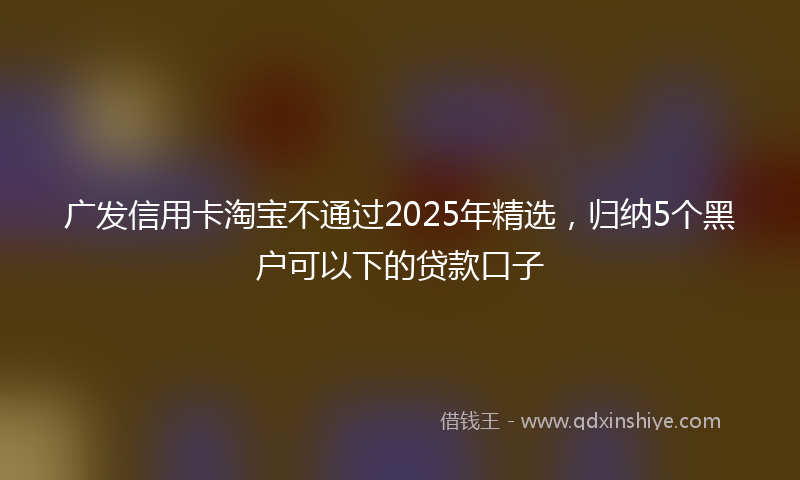 广发信用卡淘宝不通过2025年精选，归纳5个黑户可以下的贷款口子