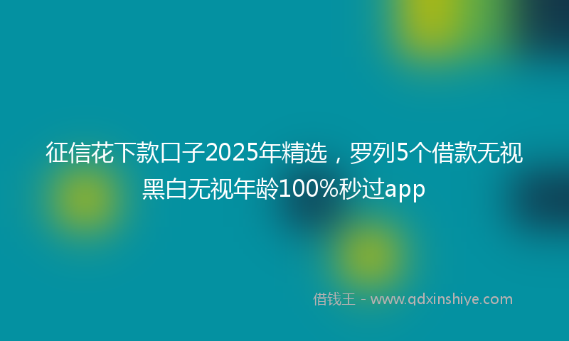 征信花下款口子2025年精选，罗列5个借款无视黑白无视年龄100%秒过app