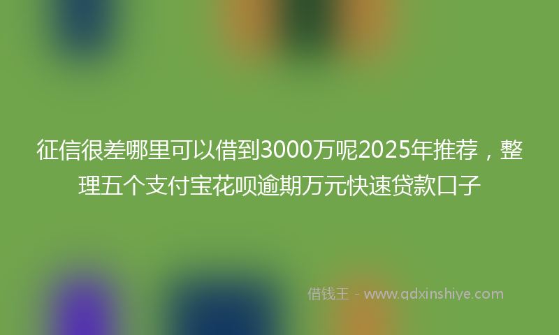 征信很差哪里可以借到3000万呢2025年推荐，整理五个支付宝花呗逾期万元快速贷款口子
