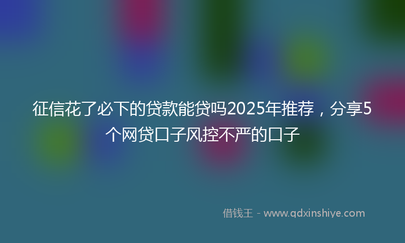 征信花了必下的贷款能贷吗2025年推荐，分享5个网贷口子风控不严的口子