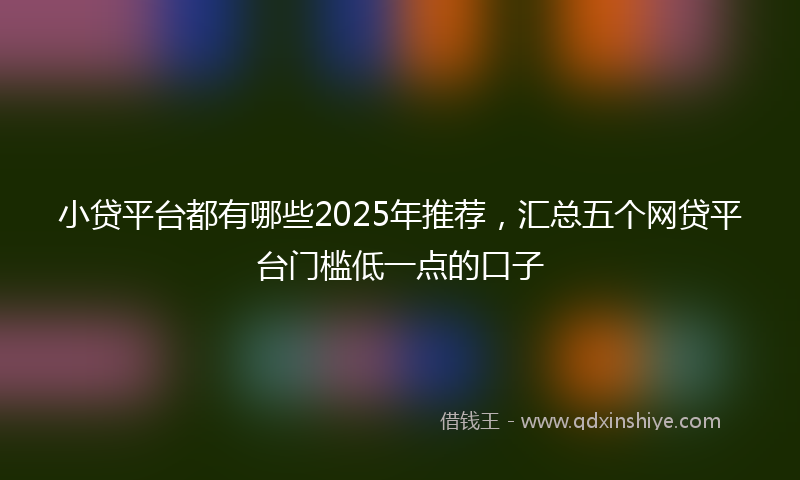 小贷平台都有哪些2025年推荐，汇总五个网贷平台门槛低一点的口子