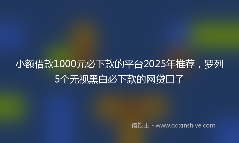 小额借款1000元必下款的平台2025年推荐，罗列5个无视黑白必下款的网贷口子