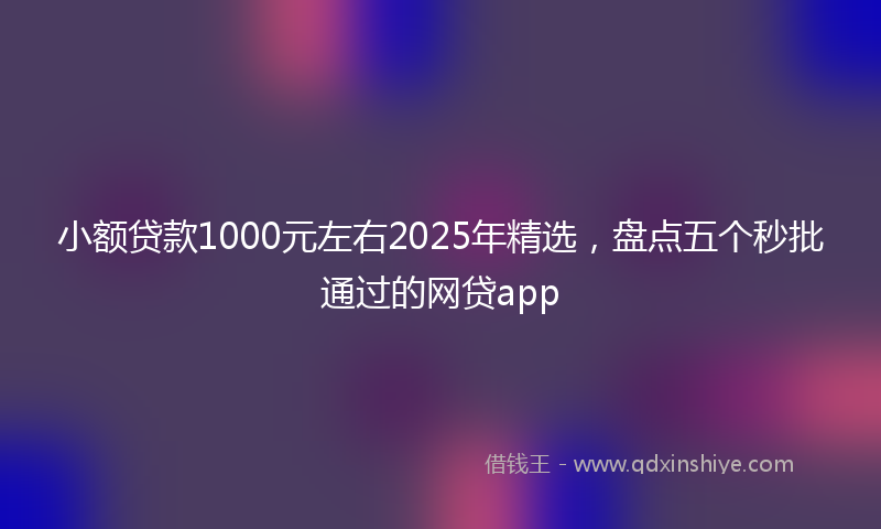 小额贷款1000元左右2025年精选，盘点五个秒批通过的网贷app
