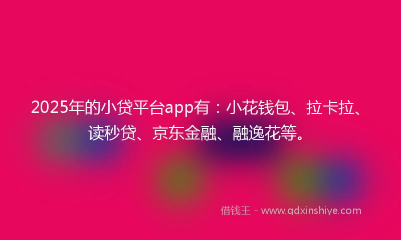 2025年的小贷平台app有：小花钱包、拉卡拉、读秒贷、京东金融、融逸花等。