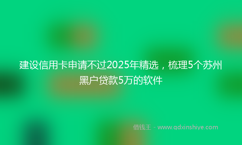建设信用卡申请不过2025年精选，梳理5个苏州黑户贷款5万的软件