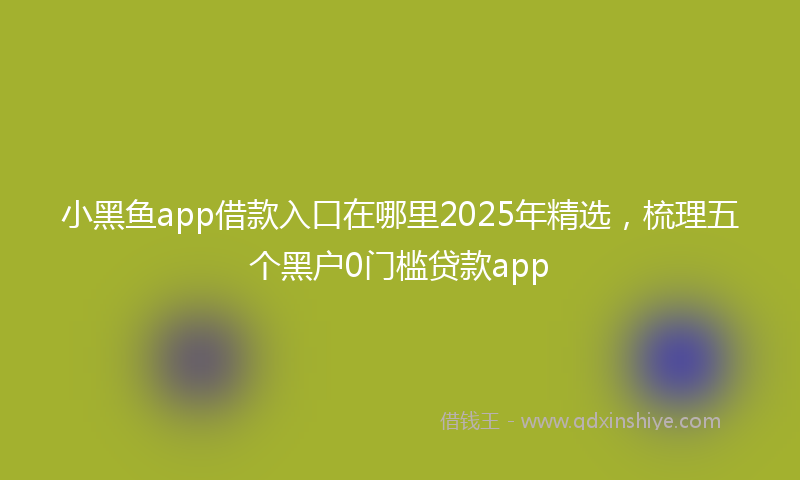 小黑鱼app借款入口在哪里2025年精选，梳理五个黑户0门槛贷款app