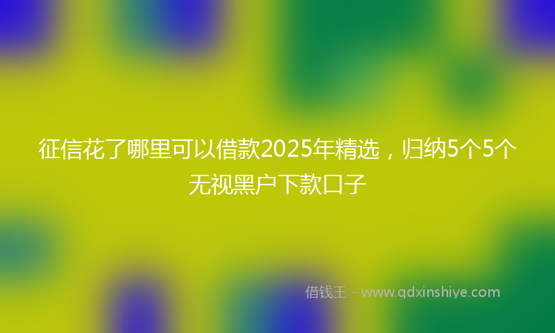 征信花了哪里可以借款2025年精选，归纳5个5个无视黑户下款口子