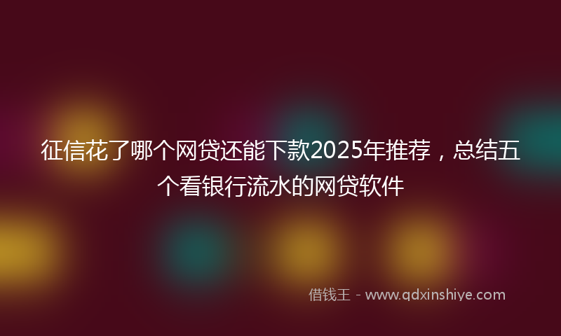 征信花了哪个网贷还能下款2025年推荐，总结五个看银行流水的网贷软件