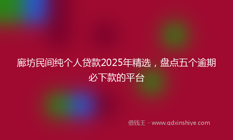 廊坊民间纯个人贷款2025年精选，盘点五个逾期必下款的平台