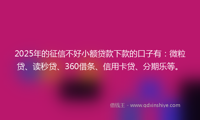 2025年的征信不好小额贷款下款的口子有：微粒贷、读秒贷、360借条、信用卡贷、分期乐等。