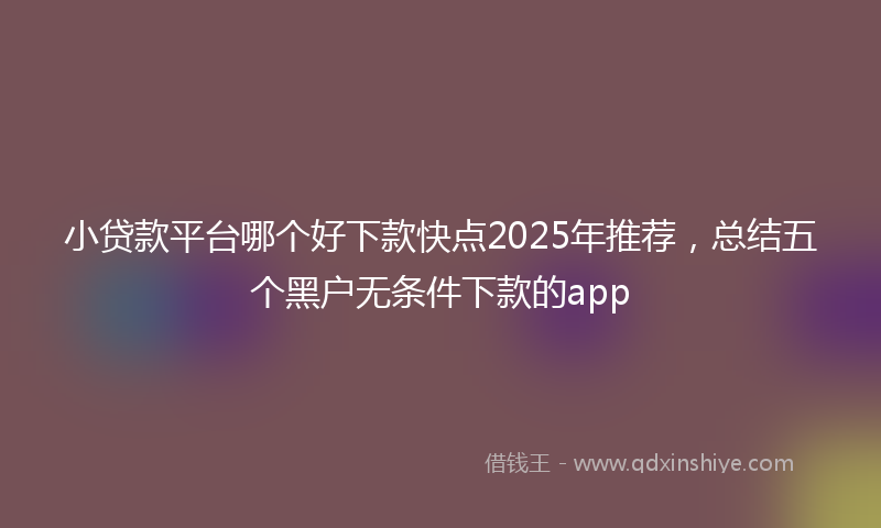 小贷款平台哪个好下款快点2025年推荐，总结五个黑户无条件下款的app