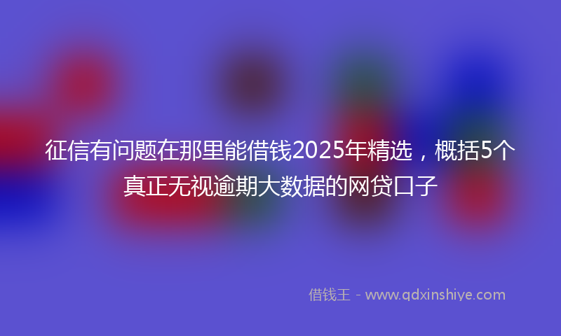 征信有问题在那里能借钱2025年精选，概括5个真正无视逾期大数据的网贷口子