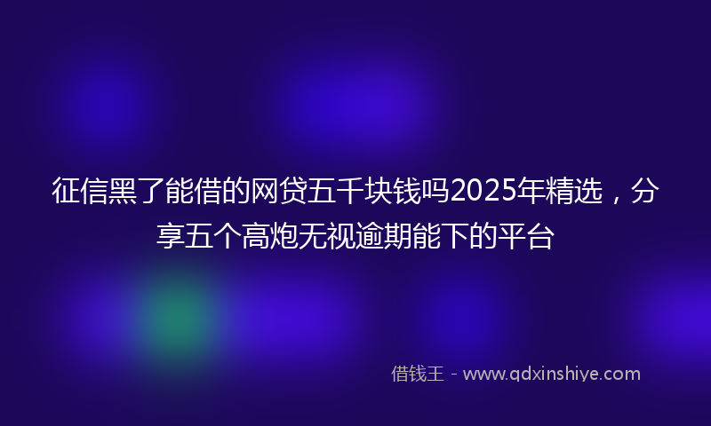 征信黑了能借的网贷五千块钱吗2025年精选，分享五个高炮无视逾期能下的平台