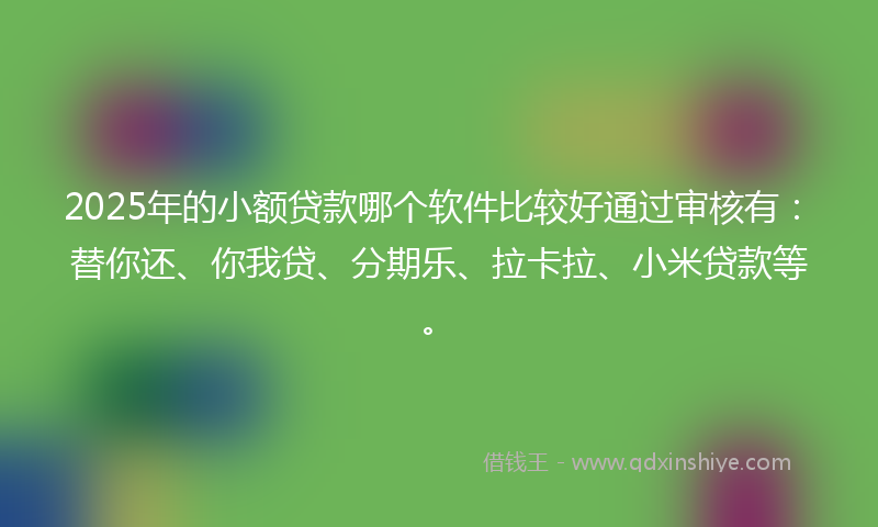 2025年的小额贷款哪个软件比较好通过审核有：替你还、你我贷、分期乐、拉卡拉、小米贷款等。