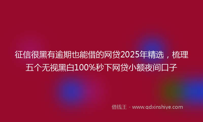征信很黑有逾期也能借的网贷2025年精选，梳理五个无视黑白100%秒下网贷小额夜间口子