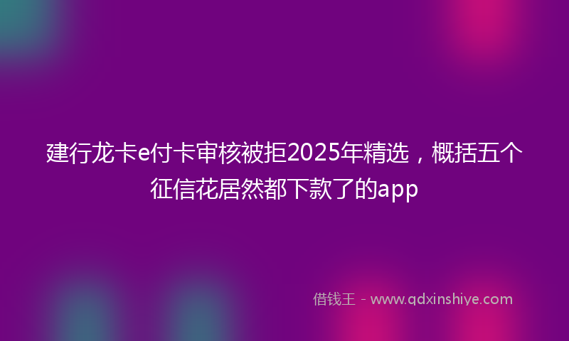 建行龙卡e付卡审核被拒2025年精选，概括五个征信花居然都下款了的app