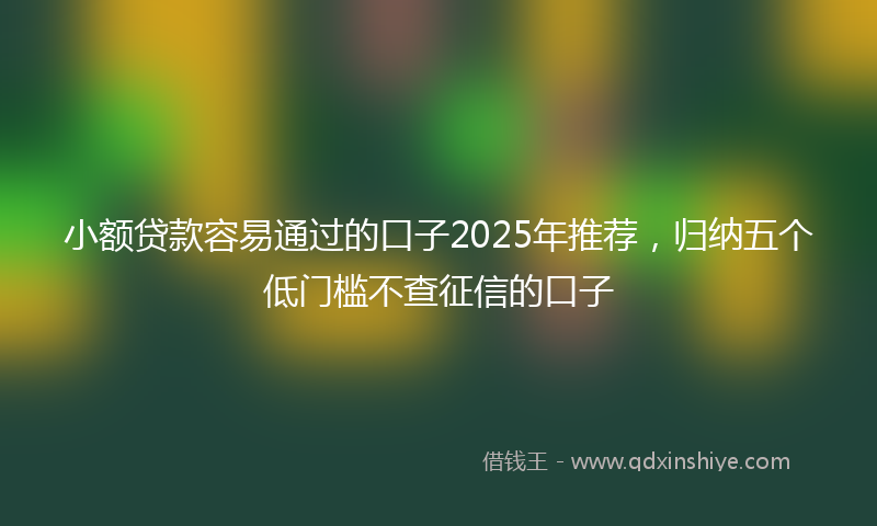 小额贷款容易通过的口子2025年推荐，归纳五个低门槛不查征信的口子