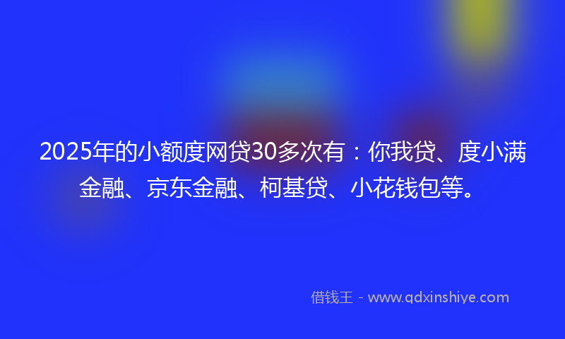 2025年的小额度网贷30多次有：你我贷、度小满金融、京东金融、柯基贷、小花钱包等。