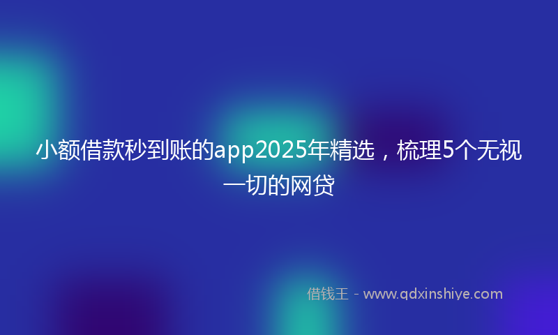 小额借款秒到账的app2025年精选，梳理5个无视一切的网贷