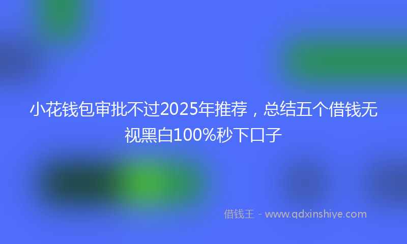 小花钱包审批不过2025年推荐，总结五个借钱无视黑白100%秒下口子