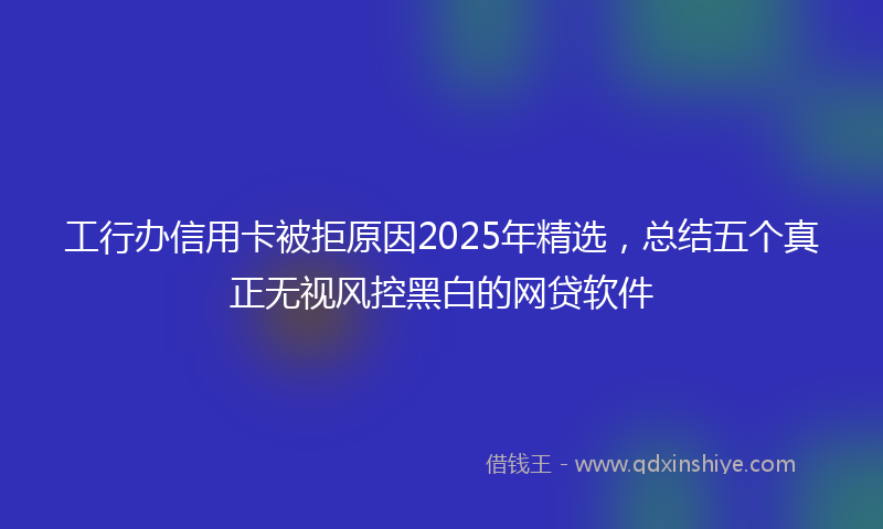 工行办信用卡被拒原因2025年精选，总结五个真正无视风控黑白的网贷软件