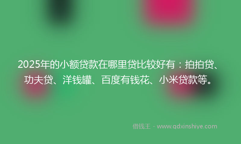 2025年的小额贷款在哪里贷比较好有：拍拍贷、功夫贷、洋钱罐、百度有钱花、小米贷款等。