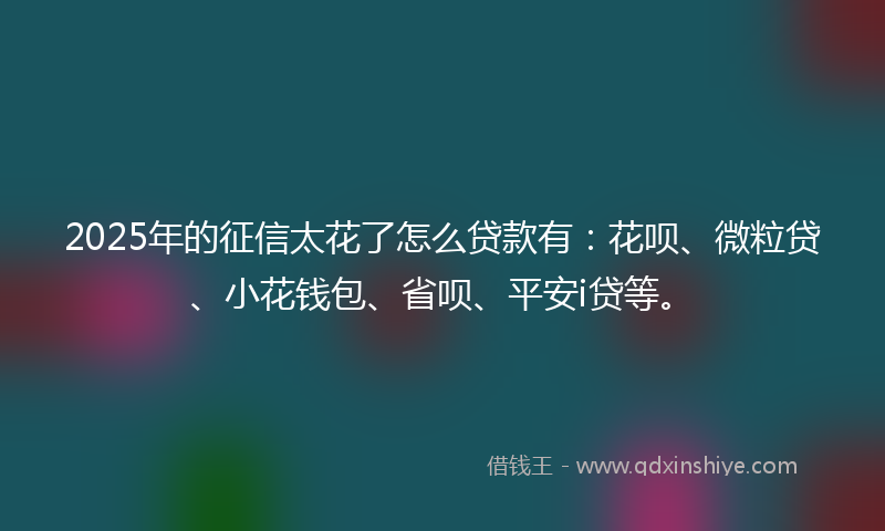 2025年的征信太花了怎么贷款有：花呗、微粒贷、小花钱包、省呗、平安i贷等。