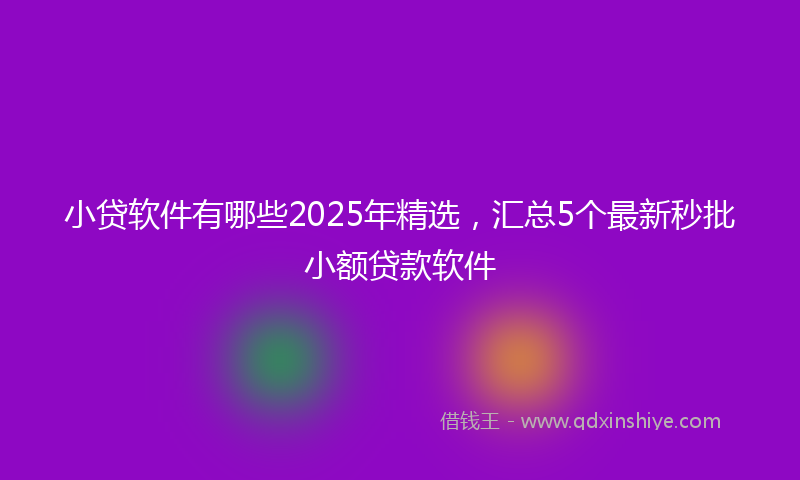 小贷软件有哪些2025年精选，汇总5个最新秒批小额贷款软件