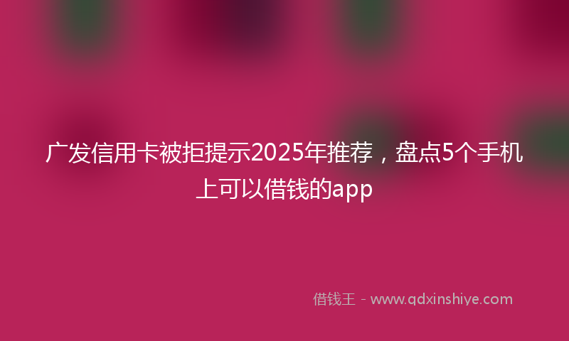 广发信用卡被拒提示2025年推荐，盘点5个手机上可以借钱的app