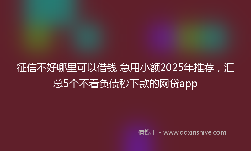 征信不好哪里可以借钱 急用小额2025年推荐，汇总5个不看负债秒下款的网贷app