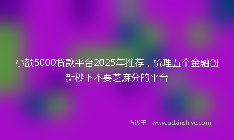 小额5000贷款平台2025年推荐，梳理五个金融创新秒下不要芝麻分的平台