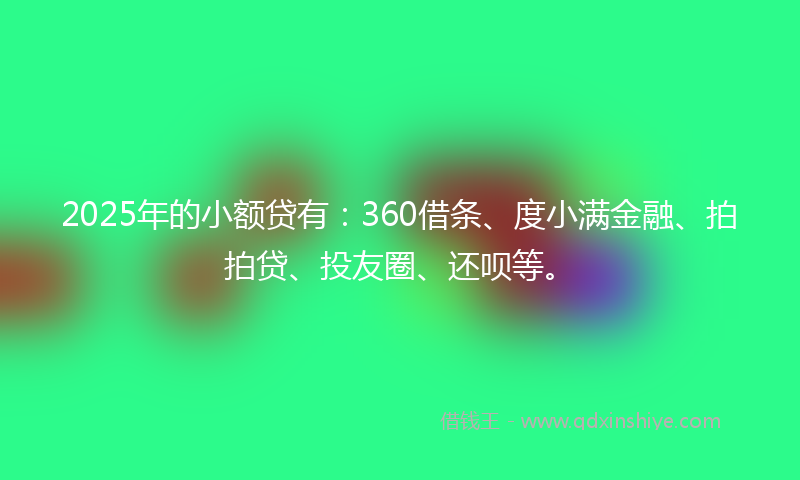2025年的小额贷有：360借条、度小满金融、拍拍贷、投友圈、还呗等。